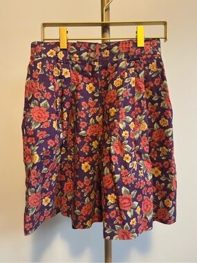 Vintage Floral High Waist Linen Blend Shorts Braemar Petites Jeremy Scott 4